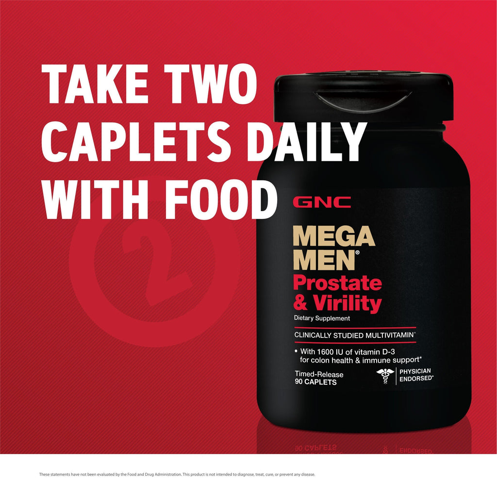 GNC Mega Men Prostate and Virility Multivitamin, 90 Caplets