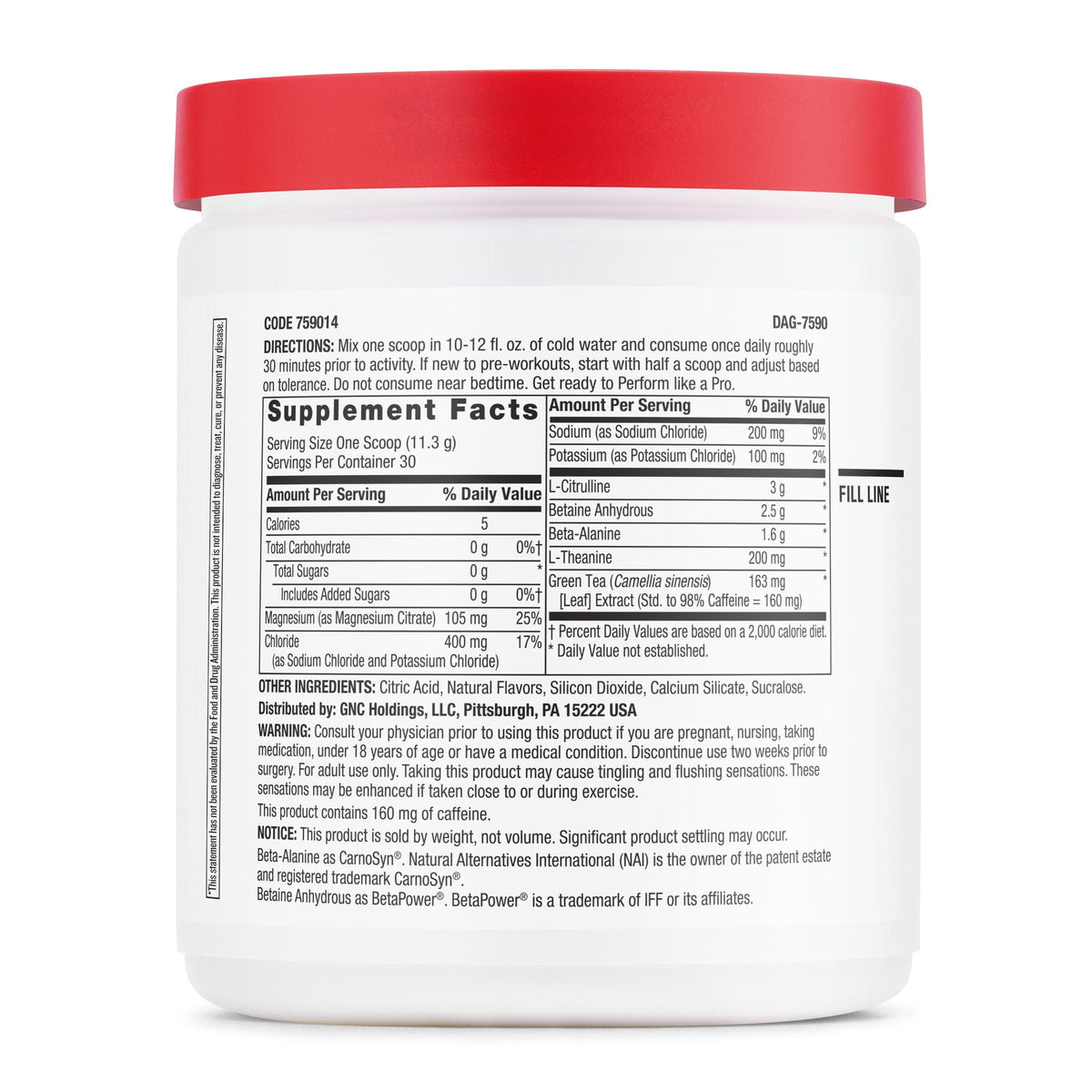GNC Pro Performance Pre-Workout, Tropical Fruit Punch, 30 Servings