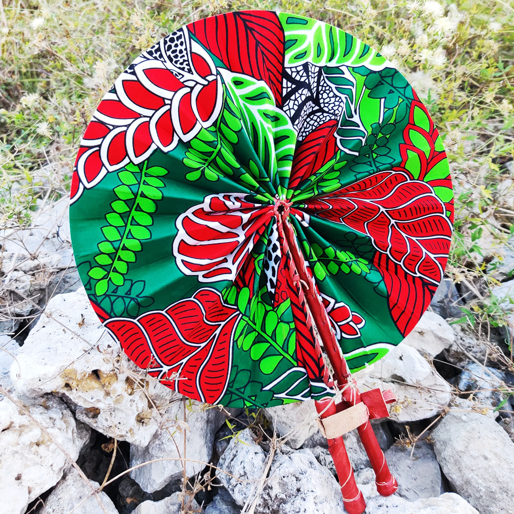 Hudah African Print Folding Hand Fan