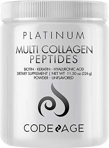 Codeage Multi Collagen Peptides Platinum, Biotin & Keratin, Unflavored, 11.5 oz