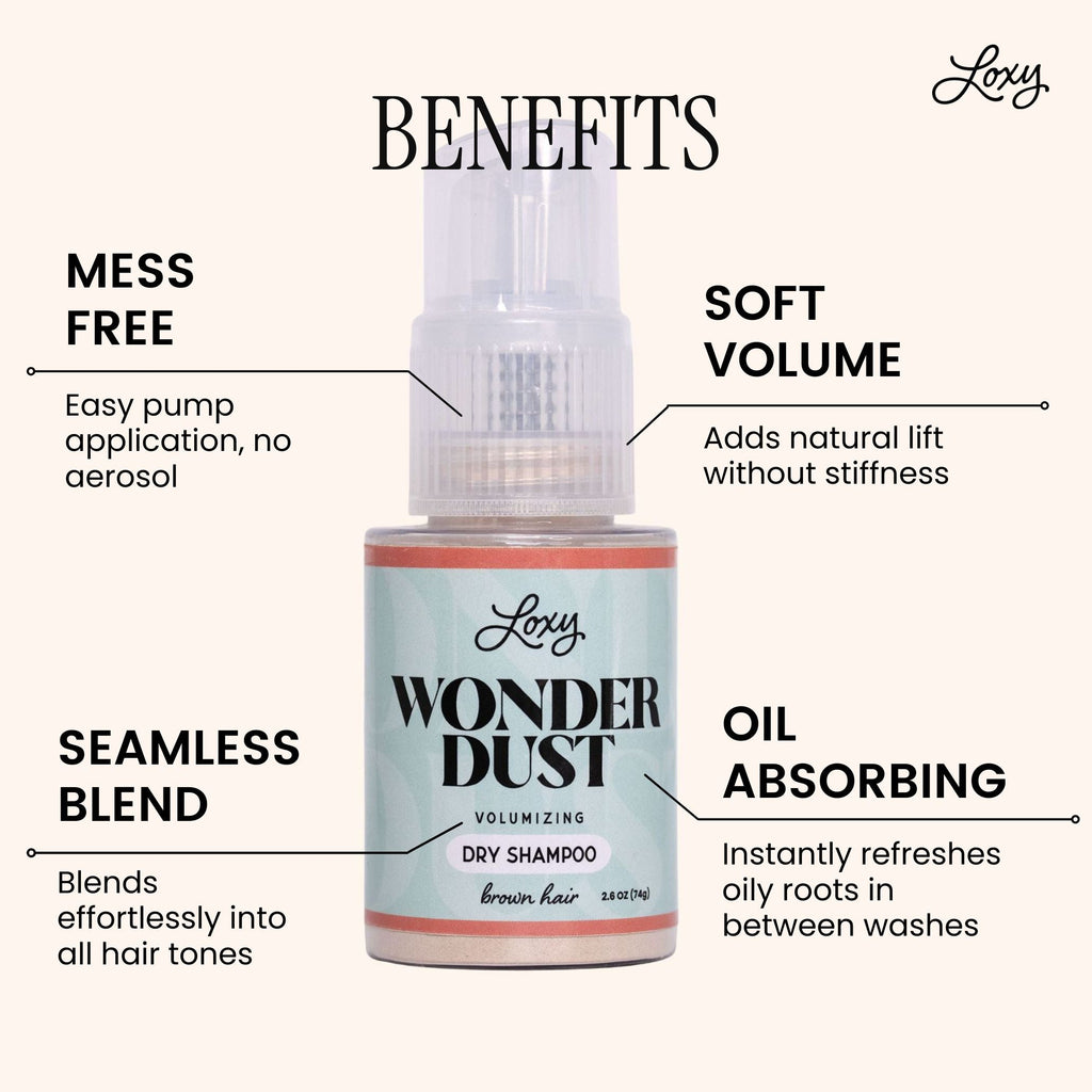 Wonder Dust Dry Shampoo: Oil-Absorbing, Volumizing Powder for Light, Brown & Dark Hair